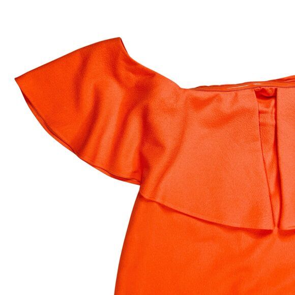 Trina Turk Off-the-Shoulder Dress Womens 8 Orange Mirador Cocktail Eveningwear - Picture 5 of 16